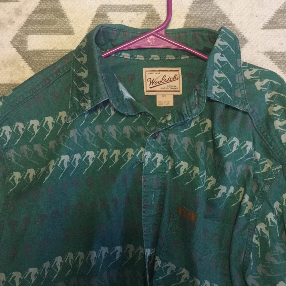 Wool rich ski print button down